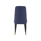 Modern Set of 2 Upholstered Faux Leather High Back Chair For Dining Table Blue