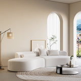 Curved Velvet Modular Sofa Sectional - Comfy Velvet Couch for Living Spaces White