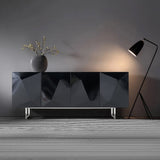 Modern Buffet Sideboard Kitchen Cabinet with 4 Doors Adjustable Shelves Black