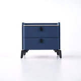 Modern Luxury 2 Drawers Bedroom Nightstand Sintered Stone Bedside Table Deep Blue