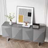 Modern Buffet Sideboard Kitchen Cabinet with 4 Doors Adjustable Shelves Gray