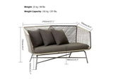 Outdoor PE Rattan Loveseat with Cushion Pillows Included Patio Sofa Metal Legs Multi