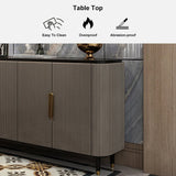 Modern Sideboard Buffet Black Kitchen Cabinet with 4 Doors in Gold Gray