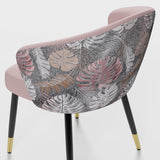 Upholstered Velvet Dining Chair Curved Back Modern Arm Chair Pink