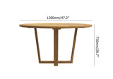 Modern Round Teak Wood 6 Person Outdoor Patio Dining Table in Natural Natural