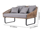 63" Rattan Outdoor Daybed with Gray Cushion Pillow Aluminum Frame Khaki