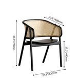 Black Japandi Rattan Dining Chair Curved Back Dining Chair Black