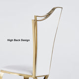 Modern Upholstered Dining Chairs Set of 2 High Back Side Chair Stainless Steel Legs White & Gold