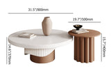 Yarnic 2-Piece Round Wood Coffee Table Set with Fluted Base in White & Walnut White & Walnut