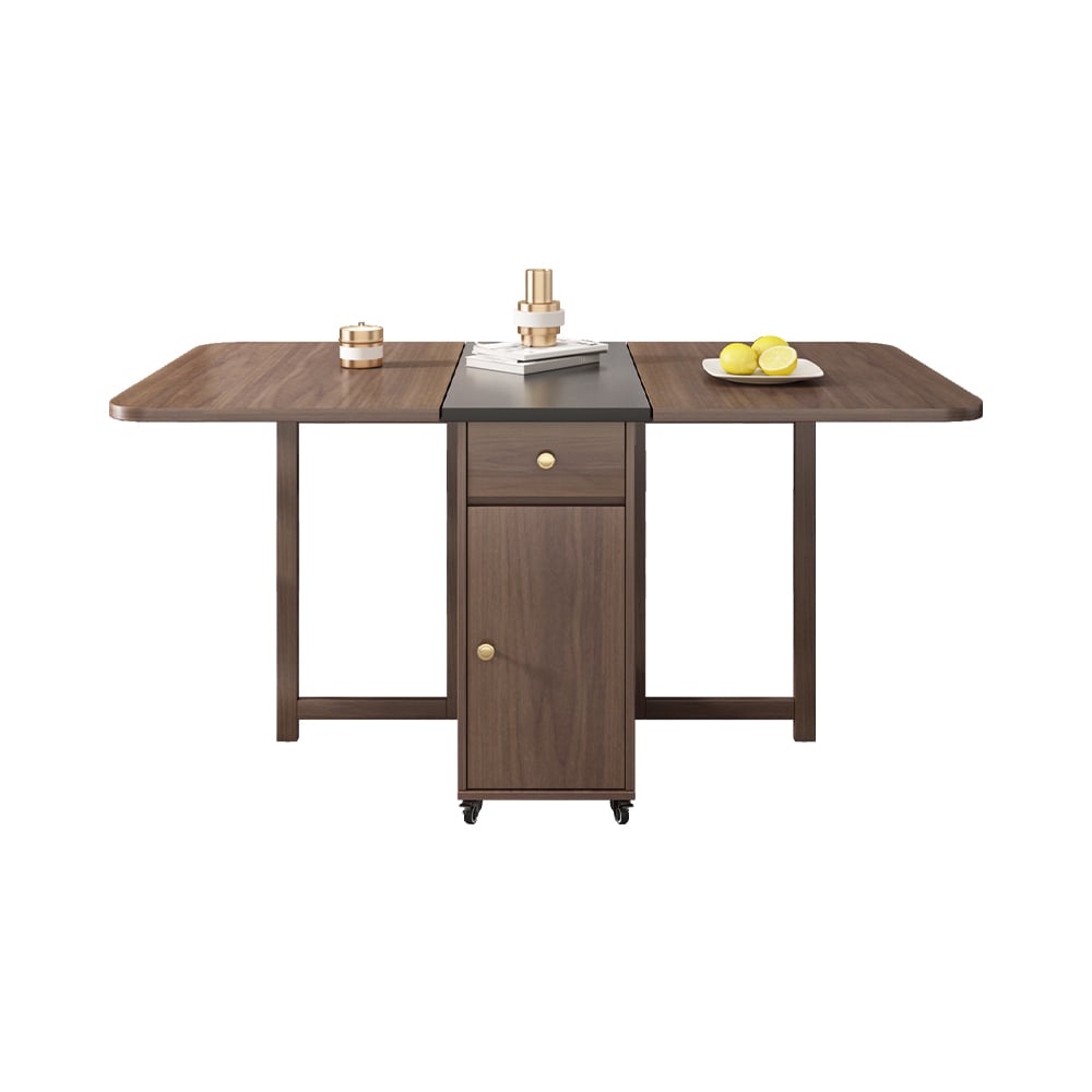 Ultic 5-Piece Modern 59" Rectangle Dining Table Set Ash Wood Foldable Walnut Walnut