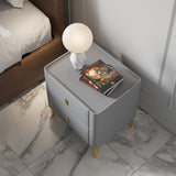 Modern Nightstand 2-Drawer Bedside Cabinet with Sintered Stone Top Gray