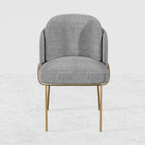 Linenic Modern Dining Chair Modern Cotton&Linen Upholstered Side Chair in Gold Gray