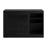 Storage Sideboard Cabinet Extendable Wood Buffet Foldable Dining Table Black