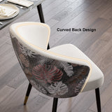 Upholstered Velvet Dining Chair Curved Back Modern Arm Chair White