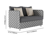 Martic 53.1" Wide Aluminum & Rope Outdoor Loveseat Patio Sofa with Cushions Gray