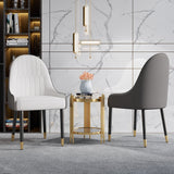 Modern PU Leather (Set of 2) Dining Chairs with Metal Legs White & Gray