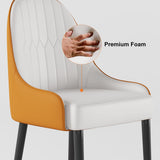 Modern PU Leather (Set of 2) Dining Chairs with Metal Legs White & Orange