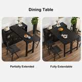 Storage Sideboard Cabinet Extendable Wood Buffet Foldable Dining Table Black