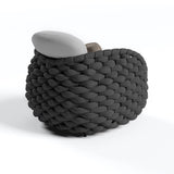 Tatta Modern Outdoor Swivel Chair 360 Degree Rotatable Gray Woven Rope Armchair Sofa Gray & Black