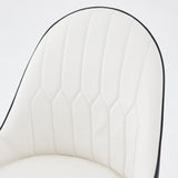 Modern PU Leather (Set of 2) Dining Chairs with Metal Legs White & Black