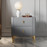 Modern Nightstand 2-Drawer Bedside Cabinet with Sintered Stone Top Gray