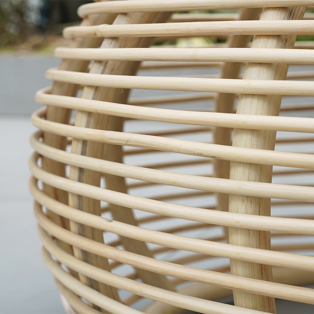 31.5" Boho Natural Round Patio Rattan Coffee Table with Wood-Top Beige