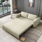 Sofa Bed Convertible Sleeper Couch Cotton & Linen Upholstery with Storage Beige