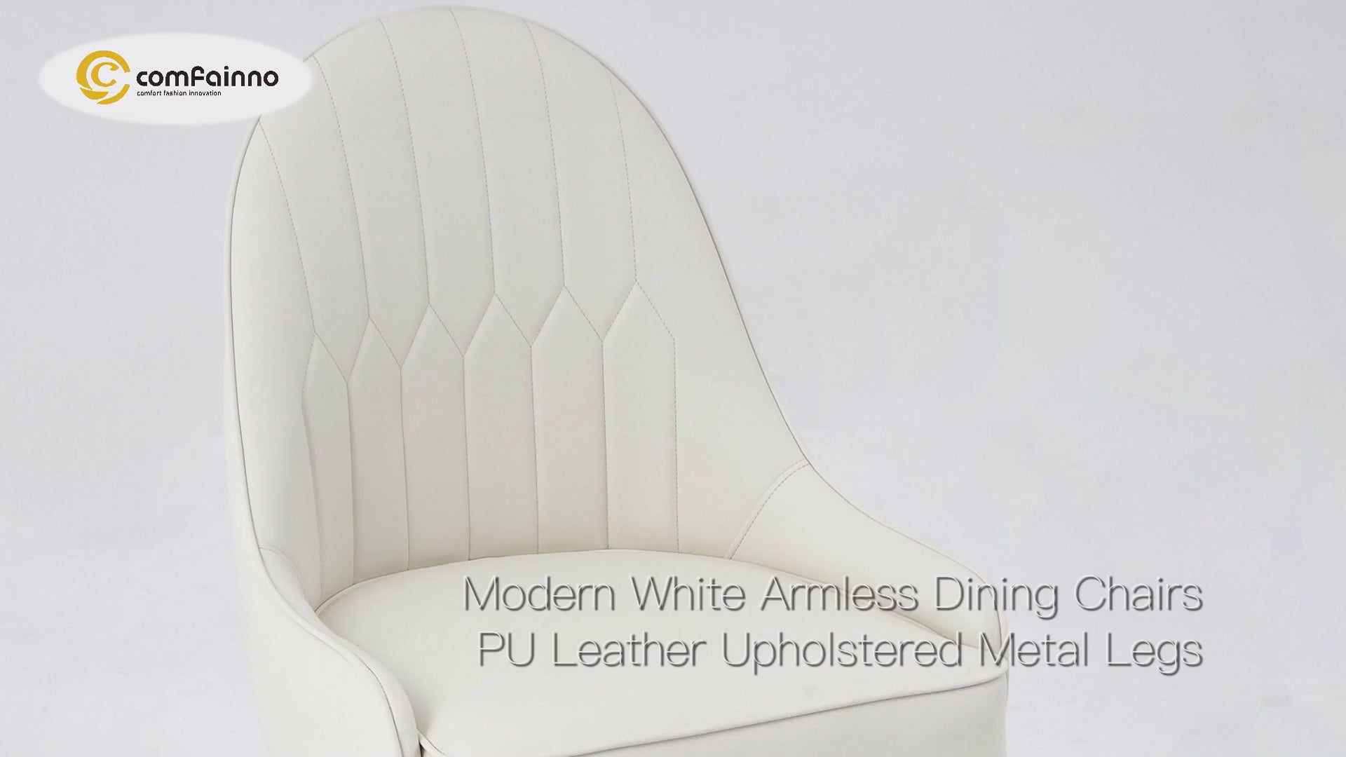 Modern PU Leather (Set of 2) Dining Chairs with Metal Legs White