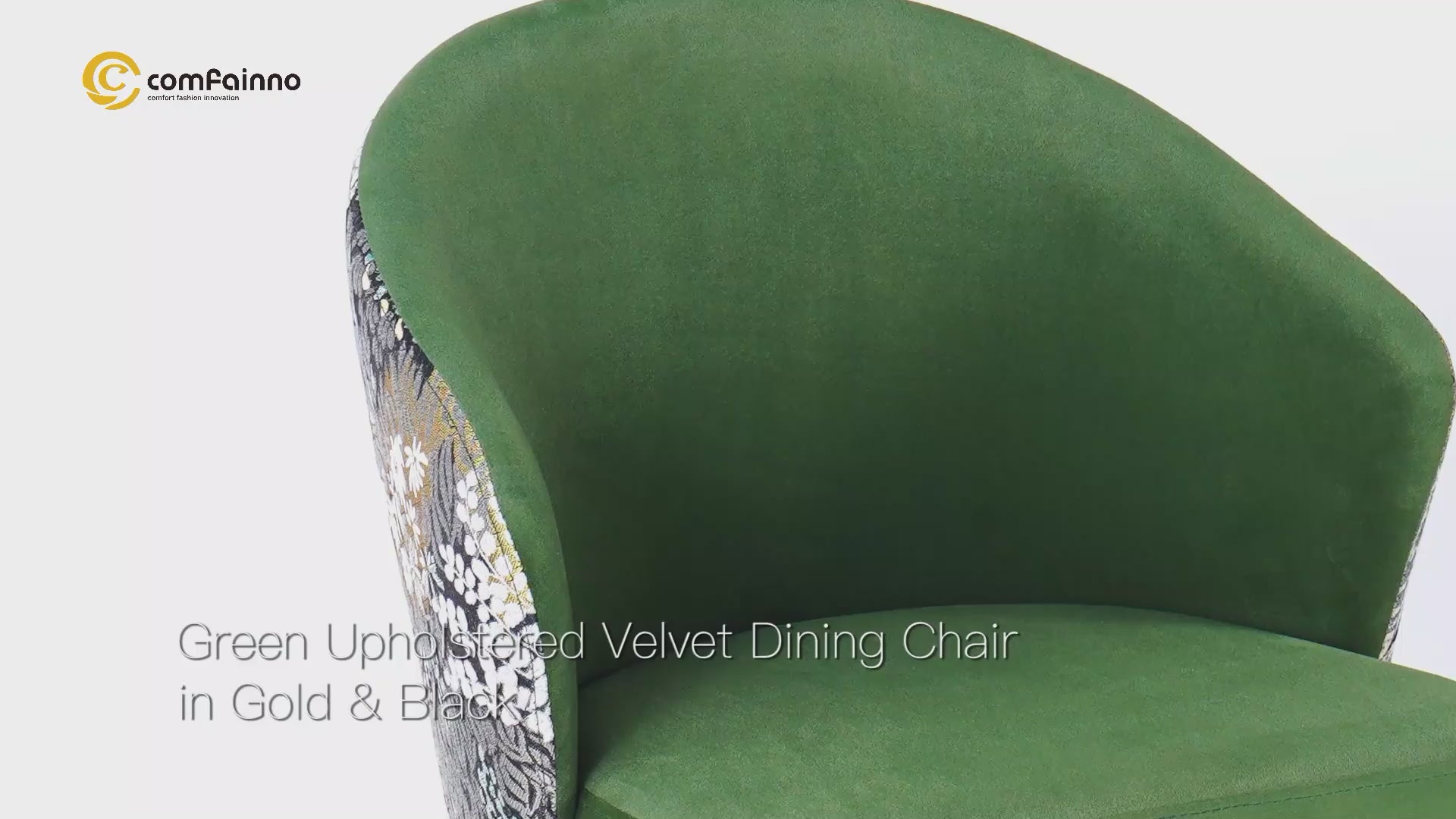 Upholstered Velvet Dining Chair Curved Back Modern Arm Chair Green