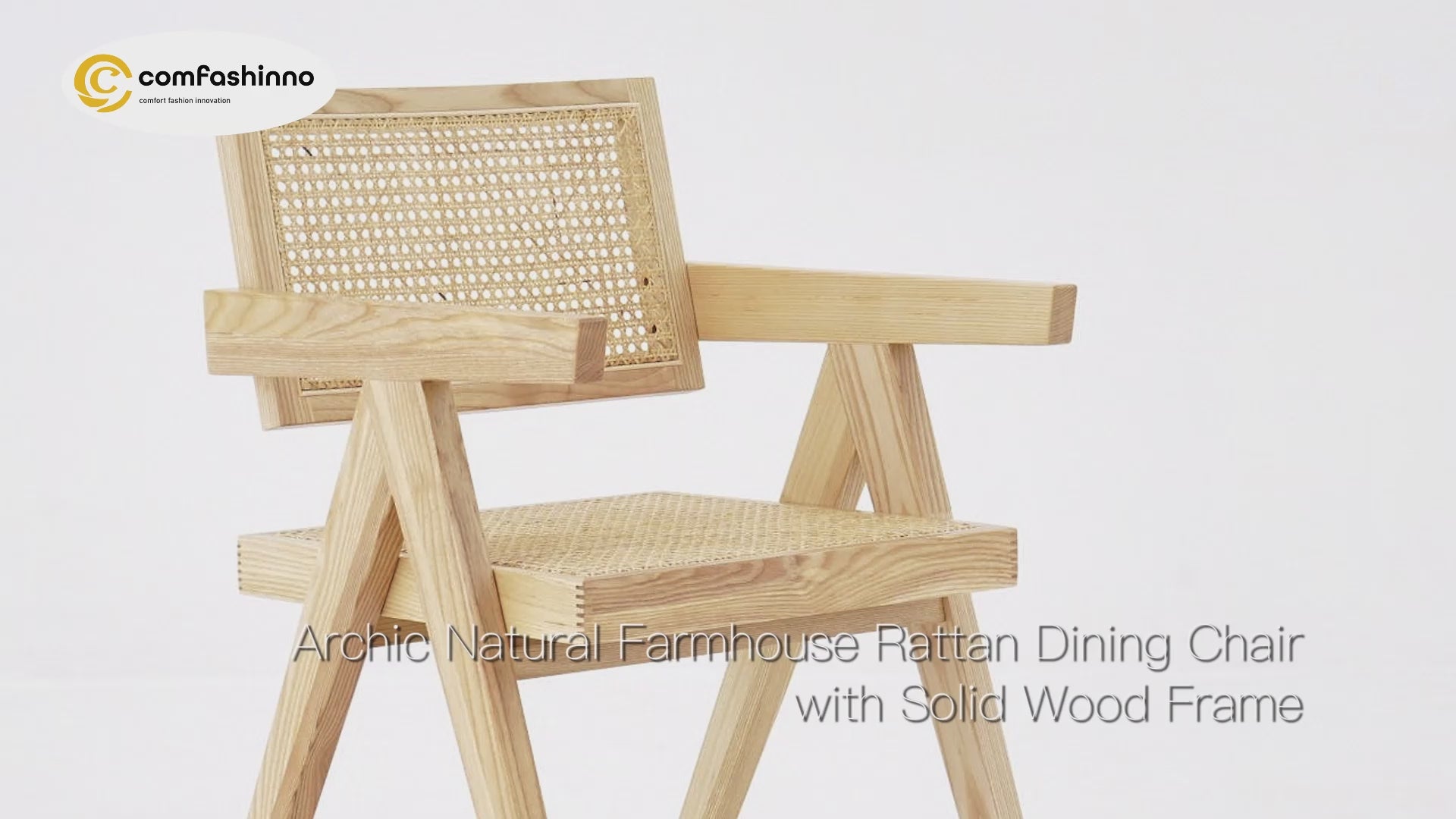 Natural Japandi Rattan Dining Chair with Solid Wood Frame Natural