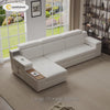 Sleeper Sectional Storage Sofa Pull Out Bed Headrest Adjustable with USB & Speaker White