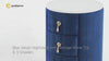 Modern Velvet Nightstand with Storage Sintered Stone Top Round Nightstand with 3 Drawers Blue