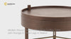 Modern Round Wood Rotating Tray Coffee Table with Storage & Metal Legs Walnut