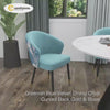 Upholstered Velvet Dining Chair Curved Back Modern Arm Chair Greenish Blue