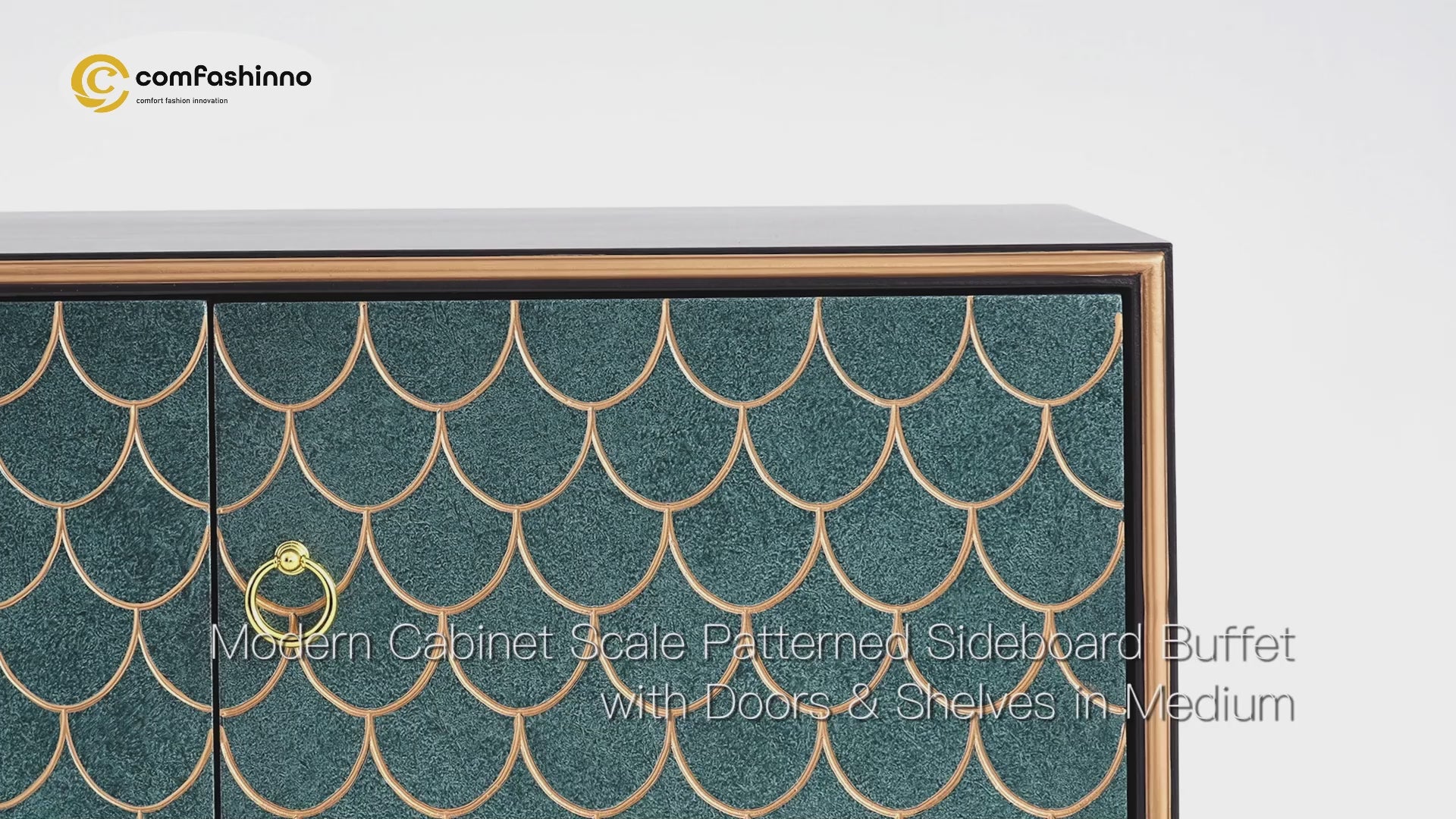 Modern Dining Room Blue Cabinet Scale Patterned Sideboard Buffet with Doors & Shelves 47.2"W x 15.7"D x 36.2"H