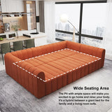 Velvet Modular Pit Sectional Sofa Set Convertible 6-Seater Upholstered Orange