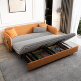 Comfortable Modern Sleeper Sofa Upholstered Convertible Sofa Bed with Storage Orange